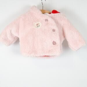 Catimini‎ Reversible Faux Fur Leopard Supersoft Hooded Jacket Baby Size 3 months